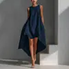 Comercio Exterior Transfronterizo Europeo y Americano 2026 Primavera Vestido Asimétrico Corto Delante Largo Detrás Sin Mangas Ropa de Mujer para Vacaciones