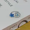 Anillo Abierto de Flor de Pedrería Bicolor Dulce Estilo Nuevo Coreano, Anillo de Dedo Índice Margarita Súper Brillante de Nicho de Moda