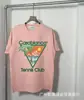 Camiseta Roja de Verano de Manga Corta con Logo Blanco de Casablanca, Marca de Moda Tendencia, Cuello Redondo, Estampado Minimalista, Redondo, Niche Casa