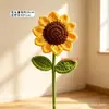 Flor de girasol de hilo de hielo grande de 16 cm de diámetro, tejida a mano, flor artificial, producto terminado, regalo para el Día del Maestro