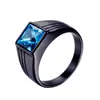 Anillo de titanio de moda simple con gema cuadrada para hombre en stock suministro anillo de acero inoxidable al por mayor