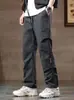 Pantalones de trabajo de pierna ancha de seda helada finos para hombre, sueltos, de pierna recta, de verano, nuevos, transfronterizos, pantalones cargo, pantalones casuales de moda