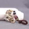 Colgante Pixiu Atrapa-Dinero de Latón Puro Llavero para Coche Lanyard Tejido Vintage Hecho a Mano Accesorio para Llavero