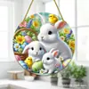 Conejo de Pascua Transfronterizo Disco Acrílico Colgante Plano Nuevo Llavero Colgante Creativo Decoración Regalo