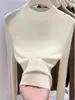 Suéter de punto para mujer de manga larga y cuello alto medio, nuevo jersey ajustado de principios de otoño 2025, suéter fino suave y cómodo, perfecto como capa interior