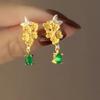 Pendientes de gota de agua con flor de metal retro chino de Osmanthus Honey Super Fairy, ligeros, de lujo, de alta gama, elegantes y de nicho.