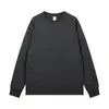 Camiseta de Algodón Grueso con Cuello Redondo, Hilo, Manga Larga, Abertura, Color Sólido, Ajuste Holgado para Hombre y Mujer, Versátil, 230g