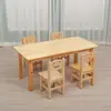 Conjunto de Mesa e Cadeiras de Madeira Maciça para Jardim de Infância, Mesa e Cadeiras para Creche, Mesa Pequena de Madeira para Aprendizagem e Escrita na Educação Infantil
