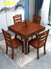 Mesa de Jantar Dobrável de Madeira Maciça, Dupla Face Quadrada e Redonda, Extensível, Novo Estilo Chinês, Moderna e Simples, Adequada para Casas Pequenas, Oito Pés