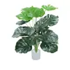 Paquete de bambú trenzado con 18 hojas de tortuga simulada, cruce de fronteras, adornos pequeños para maceta de escritorio de interior, decoración de hotel, plástico, plantación verde, árbol artificial