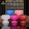 Portavelas de Cristal Base de Lámpara de Loto, Lámpara de Ofrenda de Cristal de Siete Colores, Base de Lámpara de Mantequilla de Ocho Auspicios, Lámpara de Loto, Portavelas de Cristal para el Hogar