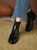 Botines Chelsea Cortos Retro de Charol con Estampado de Piedra para Mujer 2026 Otoño e Invierno Nuevo Estilo Británico Redondos de Punta Gruesa con Tacón Grueso Elásticos Tipo Martin