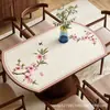 Tapete de mesa redondo dobrável estilo chinês, tapete de mesa oval, toalha de mesa de couro à prova d'água e de óleo para mesa de jantar da sala de estar, personalizável