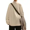 Camiseta base térmica de manga comprida com gola alta 280g para homens, outono e inverno, estilo coreano, moderna, folgada, fashion, moletom de cor sólida