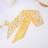 Novo Lenço de Seda Longo Estilo Coreano Primavera e Verão com Estampa de Frutas Cinto para Cabelo Gravata Longa Feminina Cinto de Seda Pequeno para Cabelo Feminino