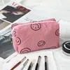 Bolsa de Cosméticos de Veludo Mais Vendida no Exterior, Bolsa de Higiene Pessoal de Grande Capacidade, Bolsa Clutch de Armazenamento Estilo Universitário para Viagem