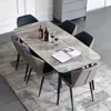 Mesa de Comedor Rectangular de Losa de Roca de Vientre de Caballo Italiano con Combinación de Sillas Mesa de Comedor Rectangular Moderna Minimalista de Lujo Ligero para Apartamento Pequeño