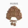 Producto Nuevo, Estilo Nuevo Sombrero para Niños, Sombrero de Lana con Diseño de Flor Hueca para Otoño e Invierno, Gorro de Punto con Protección para las Orejas para Niñas, Gorro de Punto para Bebé Niña