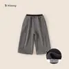 Bonsun Huzhou Zhili Roupa Infantil Calças para Meninas Inverno Nova Moda Calças de Pernas Largas Infantis Acolchoadas com Lã Espessas Tendência Calças Infantis