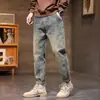 Jeans Retro Gruesos Elásticos de Alta Gama para Primavera y Otoño para Hombres, Holgados, Modernos, Casuales, Versátiles, Resistentes al Desgaste, Pantalones de Pierna Recta para Hombres