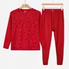 Roupas de outono masculinas calças de outono algodão soltas base outono roupas para idosos gola alta roupa íntima térmica uma geração de cabelo