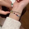 Pulsera de flor pequeña con esmalte colorido nuevo 2023 diseño nicho ins pulsera simple de doble capa para novias