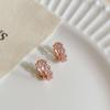 Pendientes de Tuerca Torcidos de Diamante de Plata Esterlina S925 para Mujer Lujo Ligero Elegantes Microincrustados Diamante Completo Diseño de Personalidad Anillo de Oreja Joyería para la Oreja