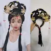 Adereço de cabeça de drama peruca de traje antigo adereço de cabeça de dama antiga ópera adereço de cabeça da ópera Yue Hua Dan adereço de cabeça peruca de ópera Huangmei adereço de cabeça