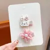 Presilha de Cabelo com Laço Floral Azul para Mulheres, Grampo Lateral Doce para Testa e Franja, Acessório de Cabelo com Presilha Bico de Pato