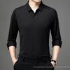 Nova camisa masculina de outono sem costura tamanho plus size solta stretch cor sólida camisa casual de negócios sem costura atacado
