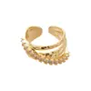 Anillo Abierto Geométrico de Circonita Estilo Palacio Francés, Anillo de Dedo Índice de Alta Gama de Nicho, Joyería de Moda, Exquisita y Personalizada para Mujeres