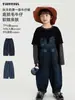 Calça jeans infantil Wuli Bu, nova coleção de outono, calça cenoura retro de corte solto, calça casual macia e confortável para crianças, estilo versátil