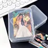 Caixa de Armazenamento de Cartas Selada com Filme de Cartão Adesivo Caixa de Armazenamento de Cartas Pequenas de Grande Capacidade Transparente com Tampa Flip para Desktop