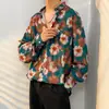 Camisa floral retro vintage estilo Hong Kong para hombres y mujeres, marca de moda de verano, hawaiana casual de corte holgado, chaqueta camisa de manga larga para pareja