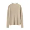 Camisa base de tricô Konsaini 100% caxemira pura feminina premium pronta para usar, canelada, corte justo, com gola semi-alta, top moderno