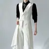 Colete Longo Branco para Terno Masculino e Feminino Slim Fit Cintura Marcada Lapela Pontuda Cauda de Andorinha Colete de Terno Uniforme Roupa de Performance