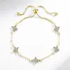 Comercio Exterior Europeo y Americano Más Vendido Aliexpress Pulsera de Cuatro Hojas con Incrustaciones de Diamantes Estrellada, Joyería de Mano Versátil Elegante para el Viaje Diario