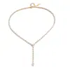 Elegante y Discreto Estilo Clásico Cadena de Acero Inoxidable y Oro de 18K con Zirconias en Forma de Y, Sencillo y de Alta Gama, Joyería Transfronteriza para Mujeres con Sentido del Diseño