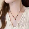 Novo Colar de Buda de Jade Rosa Estilo Chinês, Corrente de Clavícula de Luxo de Ponta de Nicho, Novo Modelo Único 2025 Corrente de Pescoço para Mulheres