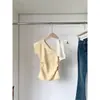 2025 Nuevo Estilo de Verano Diseño Francés de Nicho Elegante Elegante Suéter de Hombro Asimétrico Top Adelgazante para Mujer