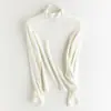 Camiseta Básica de Punto Elástico tipo Seda, Top Cálido para Mujer, Color Sólido para Otoño e Invierno, Top Base Adelgazante