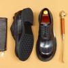 Zapatos de Cuero Business Casual para Hombre, Zapatos Oxford Pulidos Retro de Piel Genuina, Punta Redonda Talla Grande Zapatos para Hombre, Zapatos de Hombre para Otoño e Invierno
