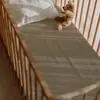 Funda de Cama de Dos Piezas de Tela Creada Transfronteriza Hilo de Algodón para Bebé Color Sólido Cubierta Completa para Cama de Bebé Sábana de Cama Transpirable de Hilo de Algodón de Doble Capa