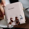 Cartera Bordada para Mujer Estilo Fresco Lindo Dibujo Animado Estilo Coreano Corta con Borla Cierre de Cremallera Plegable Monedero Tarjetero