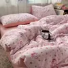 Juego de cuatro piezas de gasa de algodón burbuja Xiaozhu Clase A, estilo fresco y simple, adecuado para camas individuales o dobles de dormitorio, para usar en ropa de cama del hogar durante todo el año