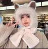 Chapéu de Inverno Feminino Fofo de Pelúcia Urso com Abas de Orelha, Novo Estilo 2025, Espessado e Quente, Chapéu Lei Feng Afina o Rosto