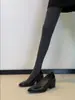 Zapatos Elegantes de Tacón Grueso de 7 cm con Punta Cuadrada, Corte Bajo y Charol para Mujer, Tacones Altos Negros Retro, Zapatos de Commuter para Mujer