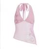 Top Sexy Hottie de Estilo Coreano Transfronterizo para Mujer, Cuello Halter Profundo en V, Dobladillo Irregular, Espalda Descubierta, Top que Ceñe la Cintura
