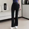 Pantalones de Yoga Ajustados para Primavera y Otoño, Leggings Finos de Piel de Tiburón para Mujer, Usables como Ropa Exterior, Alargan las Piernas, Caída Suelta, Pantalones Acampanados Casuales