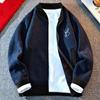 Novo Cardigan de Malha Casual para Outono e Inverno de Comércio Exterior com Forro de Lã Espessado, Jaqueta Masculina com Gola Baseball, Tricô Tendência para Roupa de Exterior
